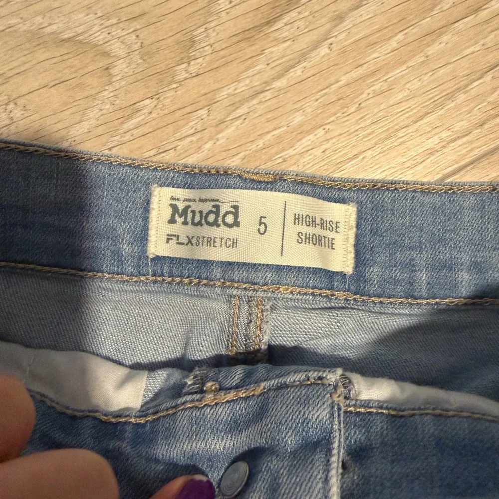 Mudd Light Blue Distressed‎ Jean Shorts with Lace